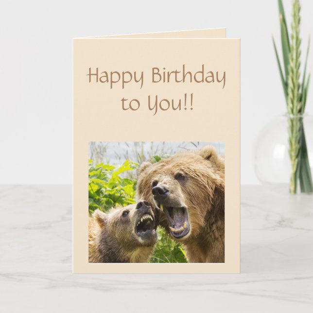 Tarjeta Feliz cumpleaños que lleva un animal divertido (Anverso)