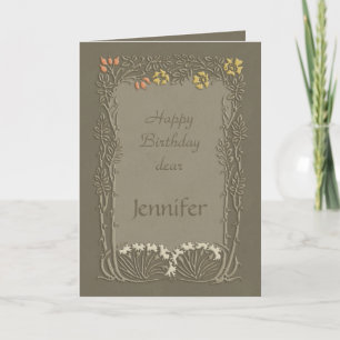 Tarjeta Feliz cumpleaños, querida Jennifer CC037 Art Nouve