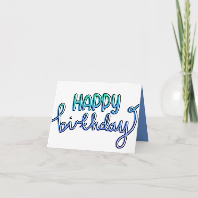 Tarjeta Feliz Cumpleaños Quirky Para Niños Blue Green (Anverso)