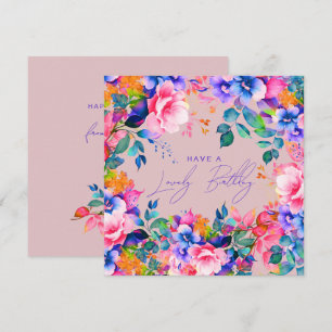Tarjeta Feliz cumpleaños Rainbow Garden Rubor floral