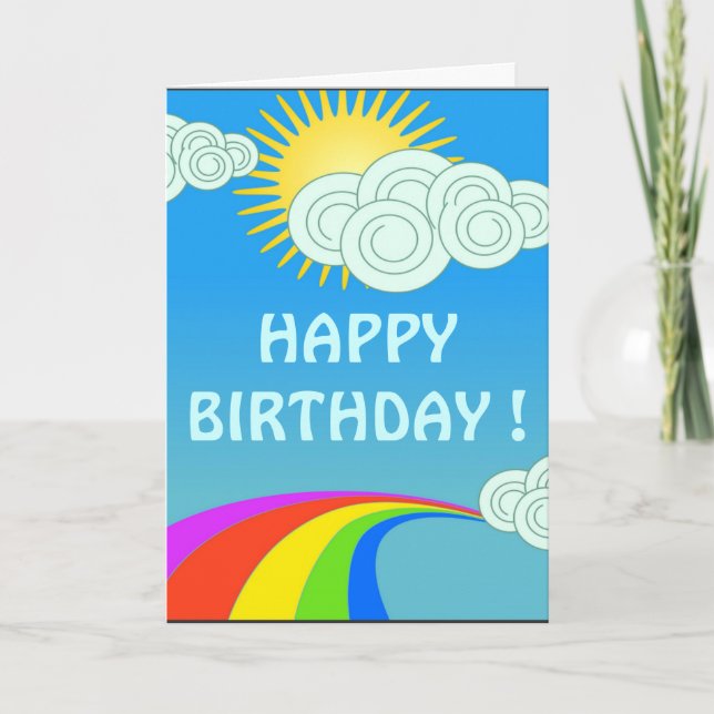 TARJETA "FELIZ" CUMPLEAÑOS" RAINBOW SKY (Anverso)