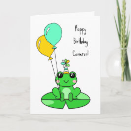 Tarjeta Feliz Cumpleaños | Rana Linda con Globos