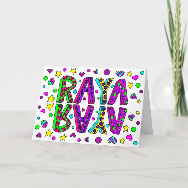 Tarjeta Feliz cumpleaños Raya, a un bello Chica (Anverso)