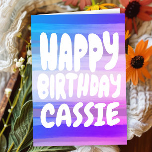 Tarjeta FELIZ CUMPLEAÑOS Rayas Coloridas de Acuarela PERSO
