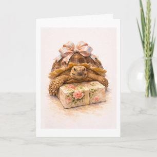 Tarjeta Feliz Cumpleaños regalo de tortuga Sulcata acuarel
