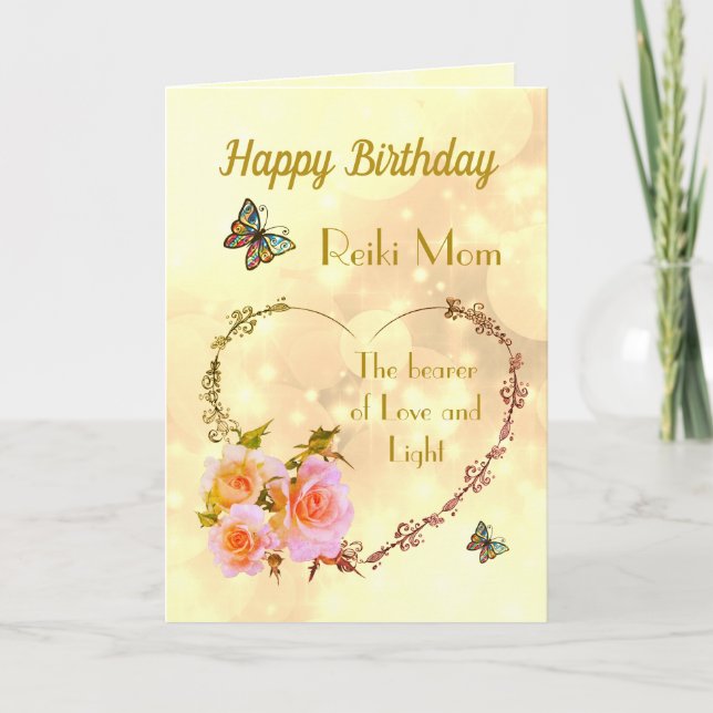 Tarjeta Feliz cumpleaños Reiki Mamá diseño (Anverso)