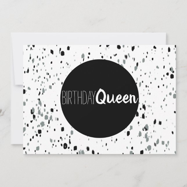 Tarjeta Feliz Cumpleaños Reina Mármol Negro y Blanco (Anverso)