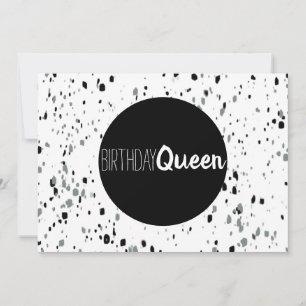 Tarjeta Feliz Cumpleaños Reina Mármol Negro y Blanco