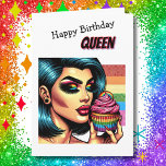 Tarjeta Feliz cumpleaños, reina | Trans Mujer LGBTQIA<br><div class="desc">Una tarjeta de cumpleaños para una amiga trans. ¡Feliz cumpleaños,  reina! Hoy celebramos todo lo que eres tú. En la tarjeta interior hay dos vasos de champán que se aferran a manos con uñas arco iris.</div>