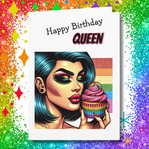 Tarjeta Feliz cumpleaños, reina   Trans Mujer LGBTQIA