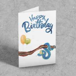 Tarjeta Feliz Cumpleaños Reptile de serpiente acuática