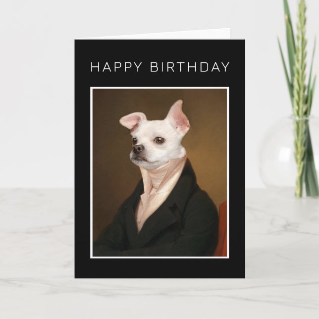 Tarjeta Feliz Cumpleaños | Retrato de Chihuahua Real (Anverso)