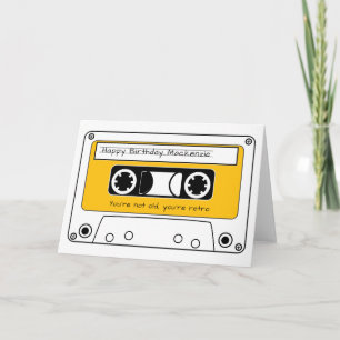 Tarjeta Felíz cumpleaños Retro Cinta Cassette Personalizad