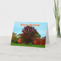 Feliz cumpleaños roble rojo en otoño