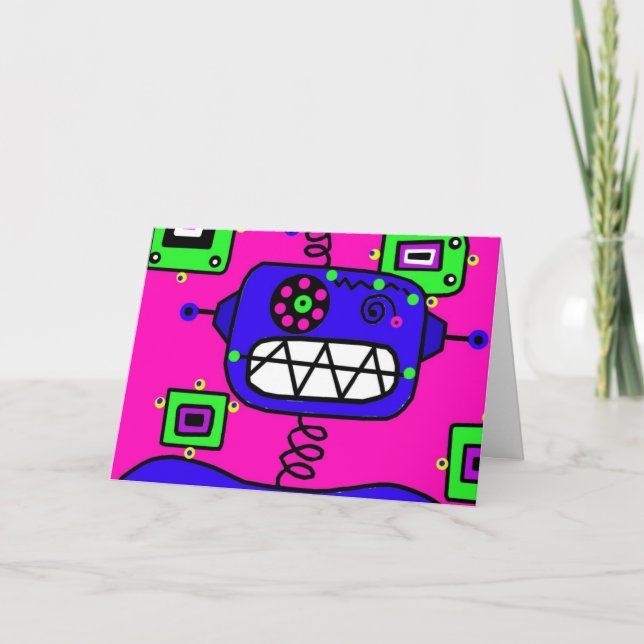 Tarjeta Feliz cumpleaños Robot (Anverso)