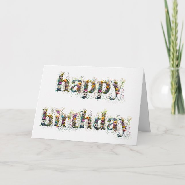 Tarjeta Feliz Cumpleaños Rocios de Flores Silvestres (Anverso)