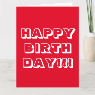 Tarjeta Feliz Cumpleaños, Rojo blanco moderno en negrita