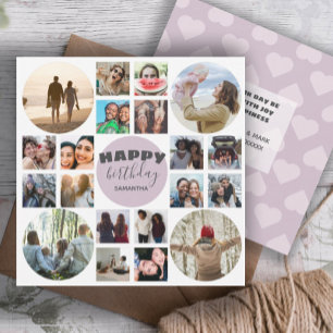 Tarjeta Feliz Cumpleaños Rosa 20 Collage de Fotos Tar