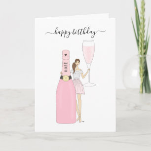 Tarjeta Feliz cumpleaños - Rosa Chica de moda