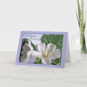 Tarjeta Feliz Cumpleaños Rosa de Sharon Hibisco Blanco