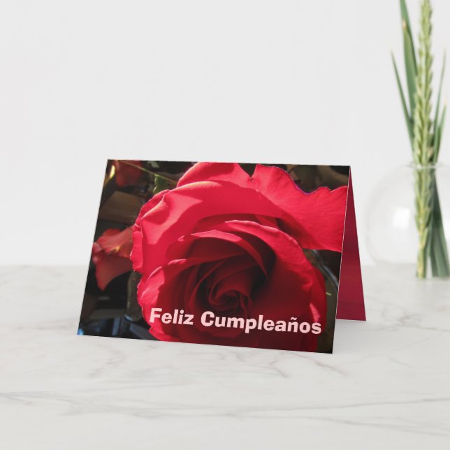 Tarjeta - Feliz Cumpleaños - Rosa Roja (Anverso)