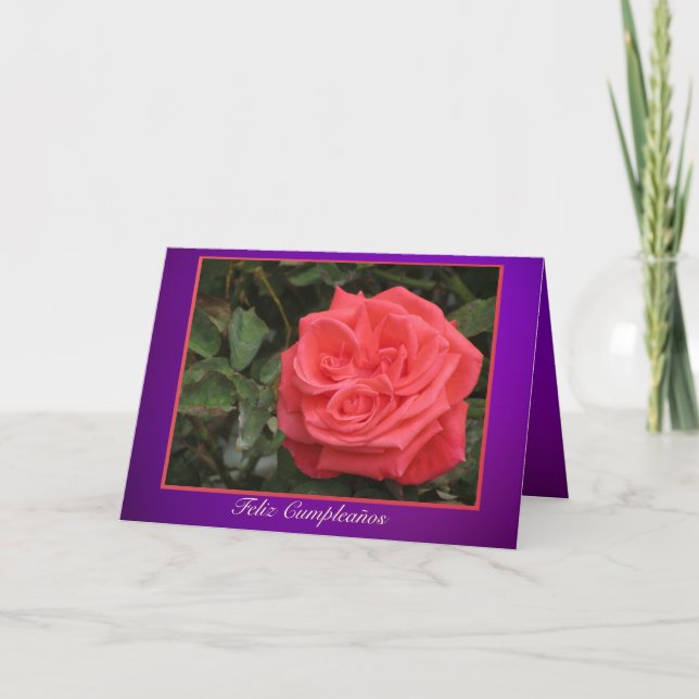 Tarjeta - Feliz Cumpleaños - Rosa Rosa (Anverso)