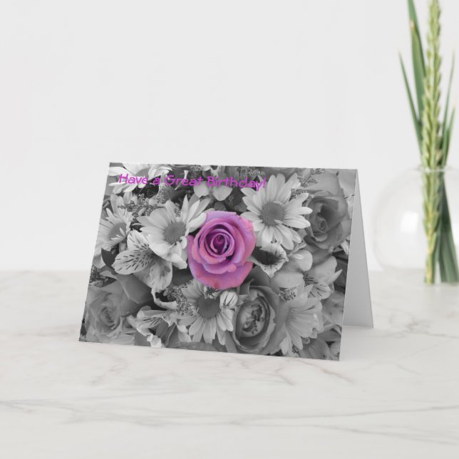Tarjeta Feliz cumpleaños - Rosa rosa (Anverso)