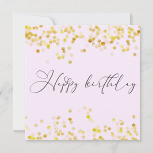 Tarjeta Feliz Cumpleaños Rosa Rubor Dorado Brillante