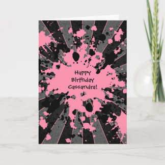 Tarjeta Feliz cumpleaños rosado de Paintball