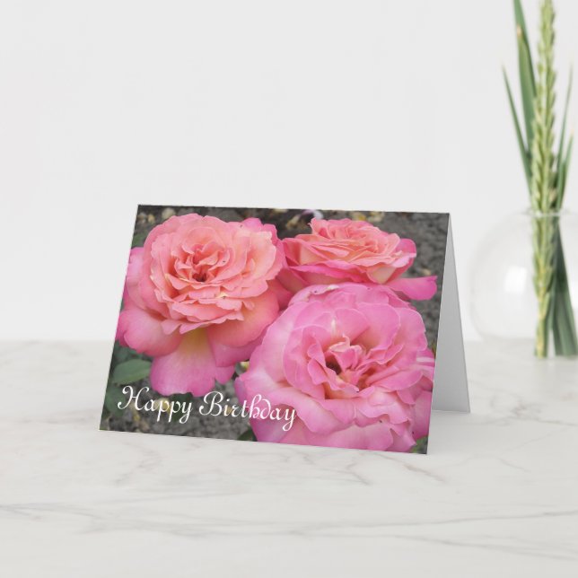 Tarjeta Feliz Cumpleaños Rose Delight (Anverso)