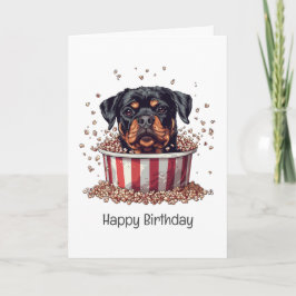 Tarjeta Feliz cumpleaños Rottweiler Dog Movie Popcorn Buck