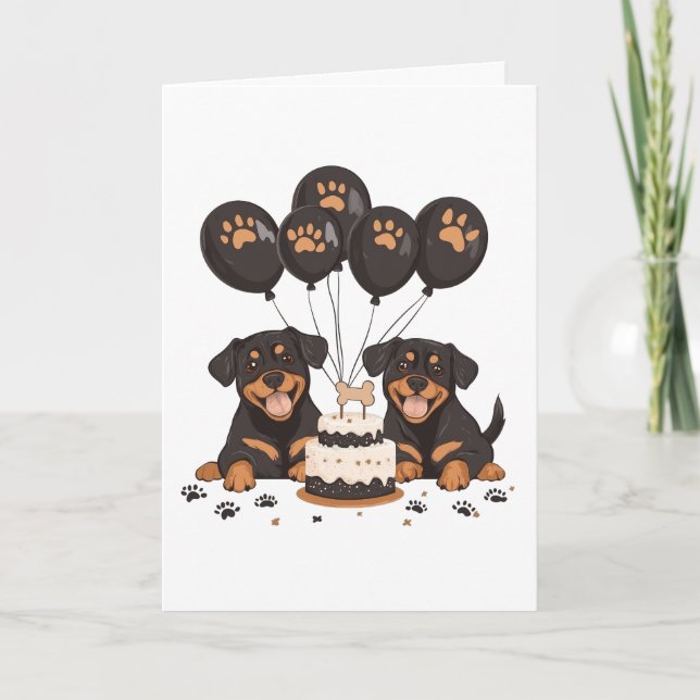 Tarjeta Feliz cumpleaños Rottweiler Dogs (Anverso)