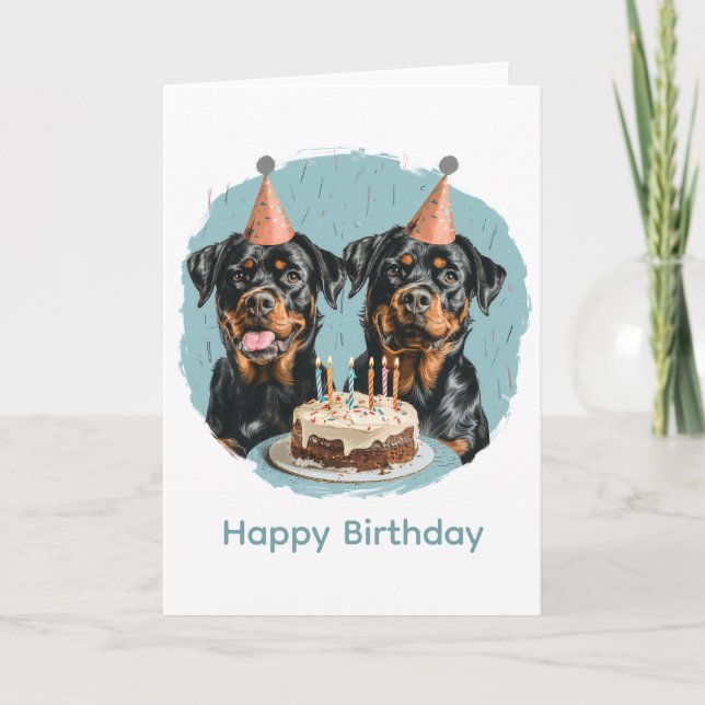 Tarjeta Feliz cumpleaños Rottweiler Dogs (Anverso)