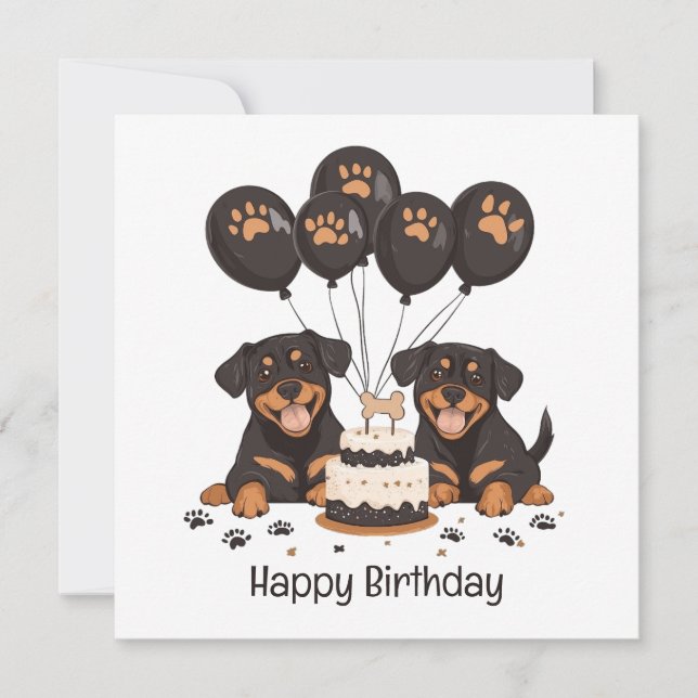 Tarjeta Feliz cumpleaños Rottweiler Dogs (Anverso)