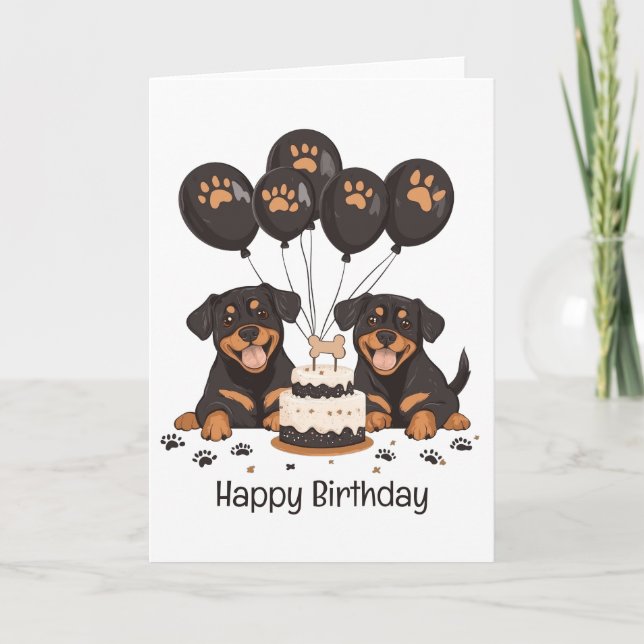 Tarjeta Feliz cumpleaños Rottweiler Dogs (Anverso)