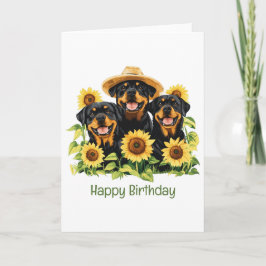 Tarjeta Feliz cumpleaños Rottweiler Dogs Sunflowers