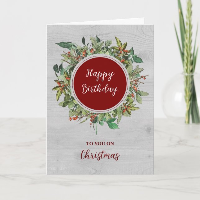 Tarjeta Feliz cumpleaños ruso a los Navidades (Anverso)