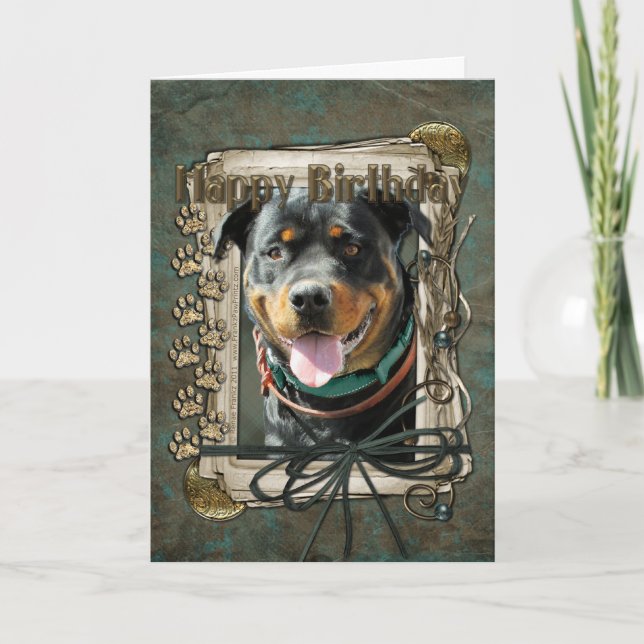 Tarjeta Feliz cumpleaños - Rutas de piedra - Rottweiler Sa (Anverso)