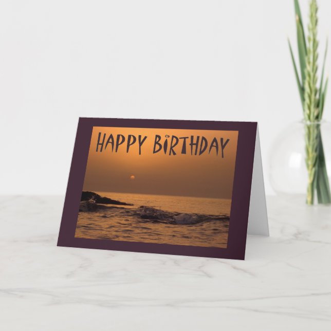 Tarjeta Feliz cumpleaños - salida del sol del océano (Anverso)