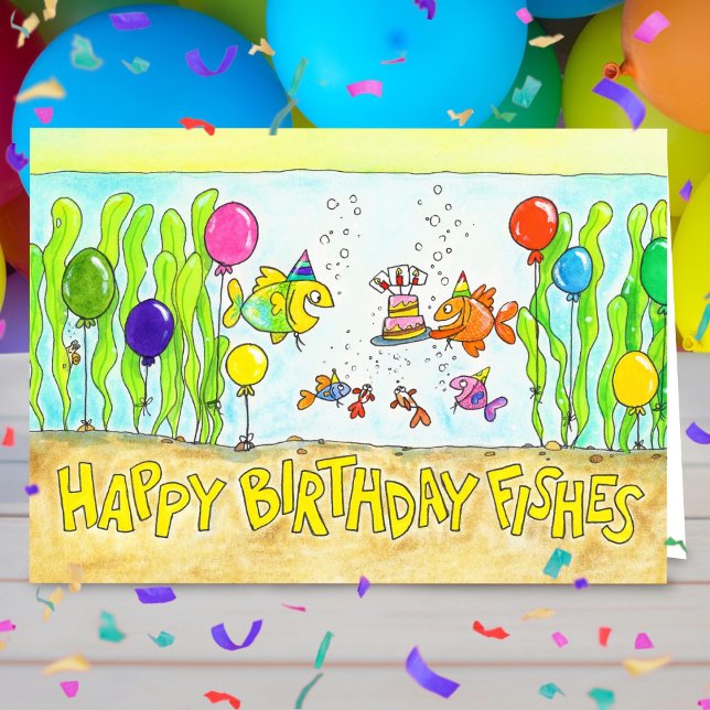 Tarjeta Feliz cumpleaños saludo de peces  (Subido por el creador)