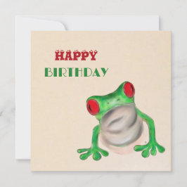 Tarjeta Feliz cumpleaños, saludo de Rana Verde