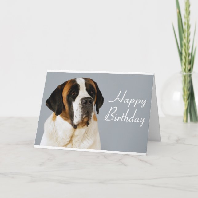 Tarjeta Feliz cumpleaños San Bernard Puppy Dog Card (Anverso)