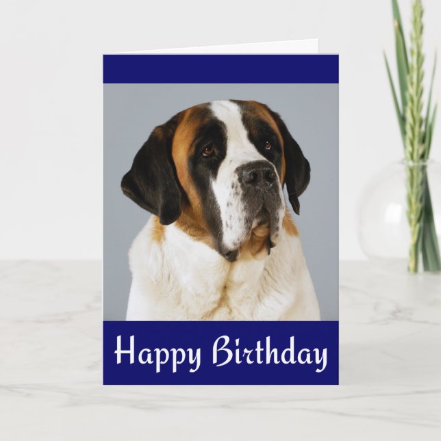 Tarjeta Feliz cumpleaños San Bernardo Perro de Cachorro (Anverso)