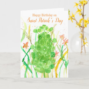 Tarjeta Feliz cumpleaños San Patricio, bendiciones de Dios