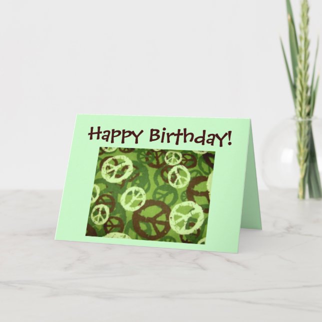 Tarjeta ¡Feliz cumpleaños! - Signos de la paz/tarjeta del (Anverso)