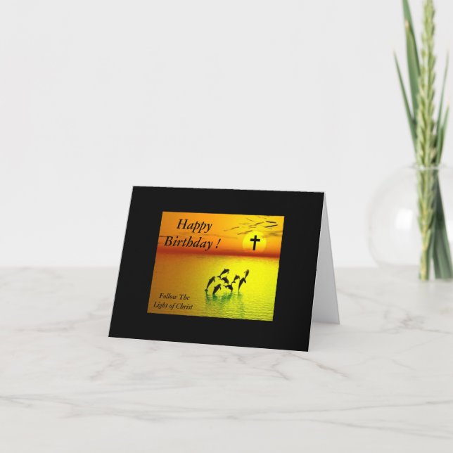 Tarjeta Feliz cumpleaños... sigue la luz de Cristo (Anverso)