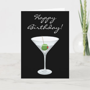 Tarjeta Feliz cumpleaños simple Martini Glass con olivo