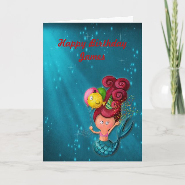 Tarjeta Feliz cumpleaños, sirena (Anverso)