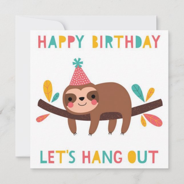 Tarjeta Feliz cumpleaños Sloth (Anverso)