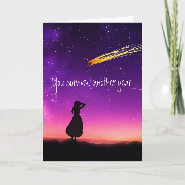 Tarjeta Feliz Cumpleaños Sobrevististe Otro Año (Anverso)